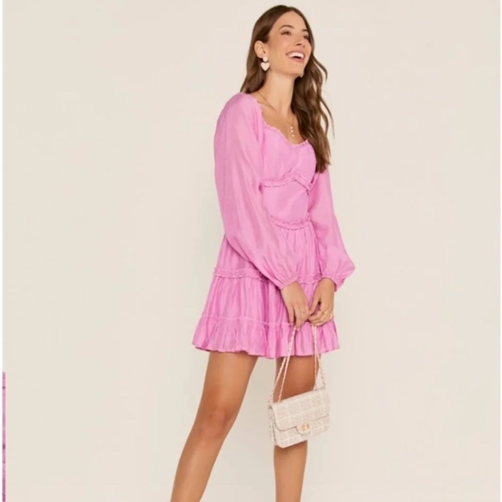 Francesca's Collections Pink Long Sleeve Dress